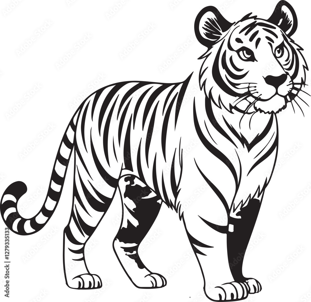 Obraz premium vector illustration of a tiger and tiger vector illustration