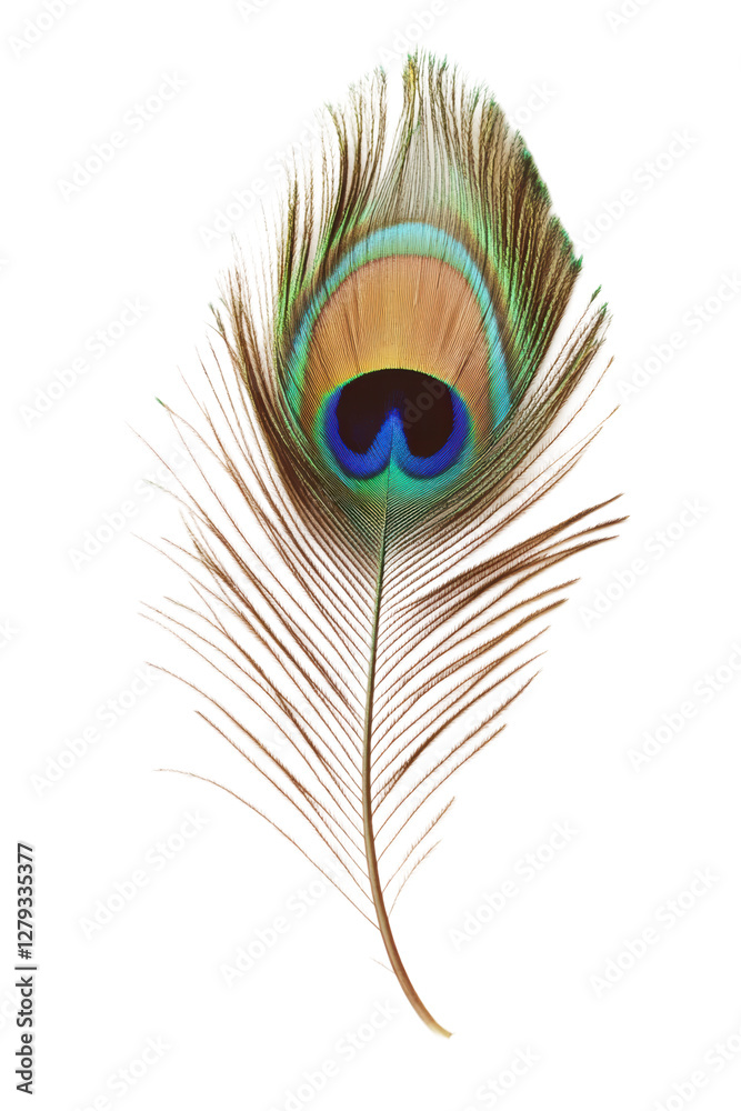 Obraz premium Isolated Brown Peacock Feather