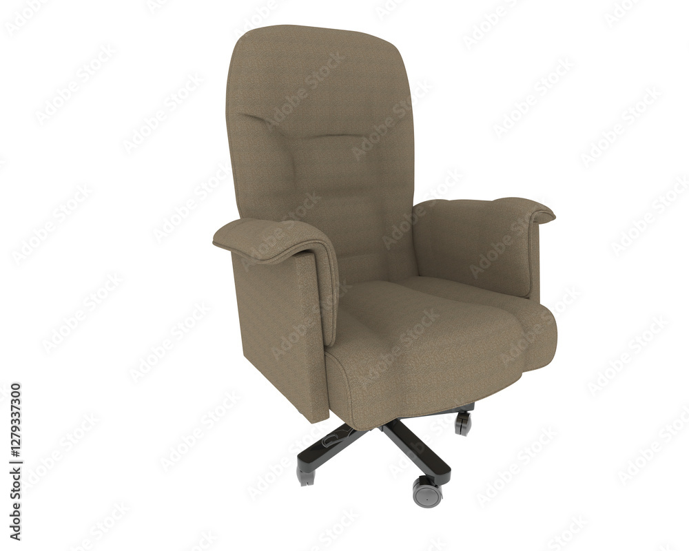 Fototapeta premium Plush Executive Office Chair with Rolling Base isolated on background. 3d rendering - illustration