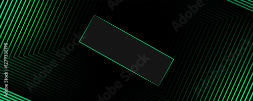 3D black green techno abstract background overlap layer on dark space with glowing lines decoration.