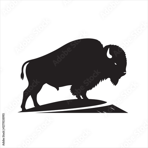 Vector  black and white bison silhouette