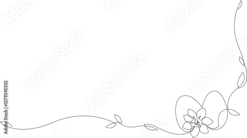 Wallpaper Mural Continuous one line drawing of Easter decoration with eggs and spring flowers. Happy Easter greeting banner design. Vector illustration, editable stroke. Torontodigital.ca
