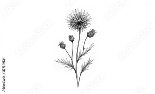 Elegant black and white flower illustration