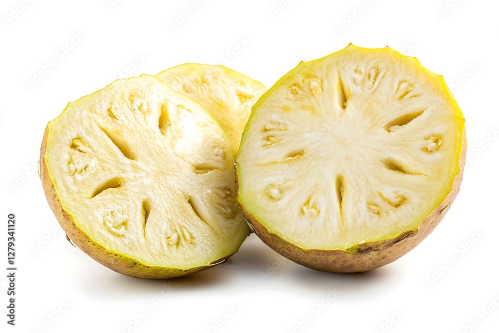 A Sliced Breadfruit, Isolated on White Background A Sliced Breadfruit, Isolated on White Background