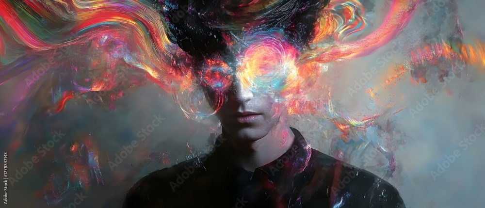Fototapeta premium Surreal Abstract Portrait Colorful Swirling Energy Emotions Human Experience Expressionism Creativity | AI Generated
