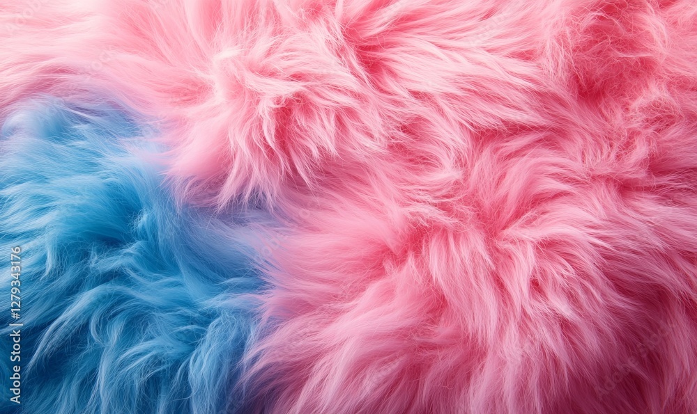Obraz premium Vibrant Eco Fur Texture in Pastel Pink and Blue - Abstract Cotton Candy Wool Background for Creative Designs and Soft Visuals