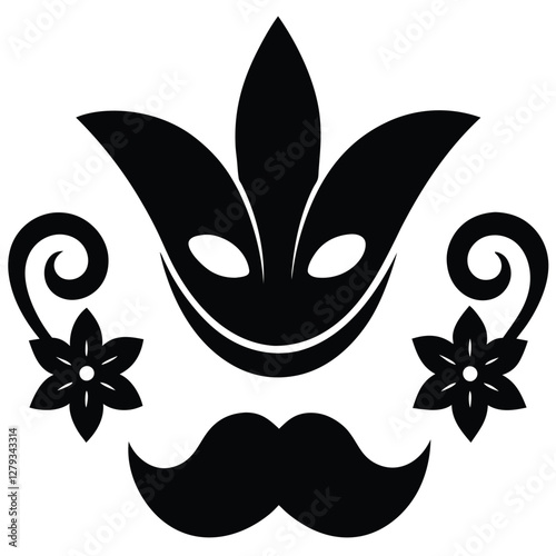 Beautiful Female Mask vector icon art illustration, mask icon vector art, modern and stylish mask.