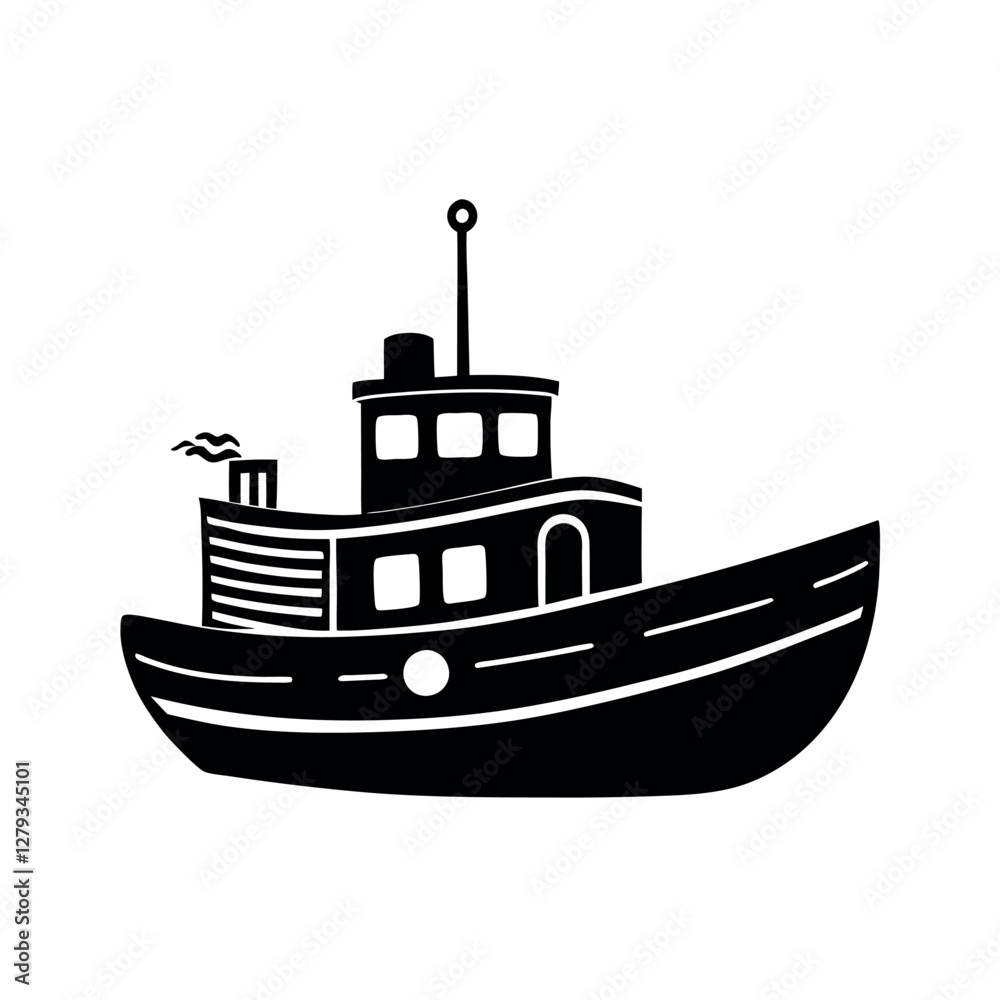 Eye Catching Tugboat Silhouette Vector Designs Eye Catching Tugboat Silhouette Vector Designs
