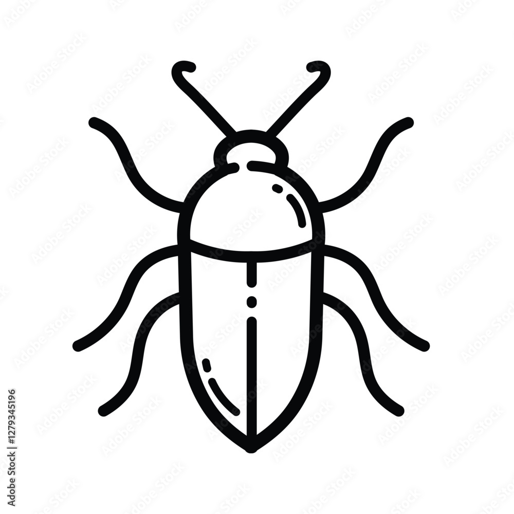 Crawling Beetle Outline Icon Isolated On White Background Crawling Beetle Outline Icon Isolated On White Background