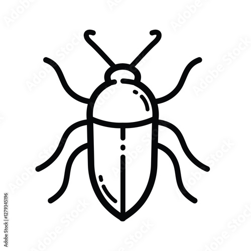 Crawling Beetle Outline Icon Isolated On White Background