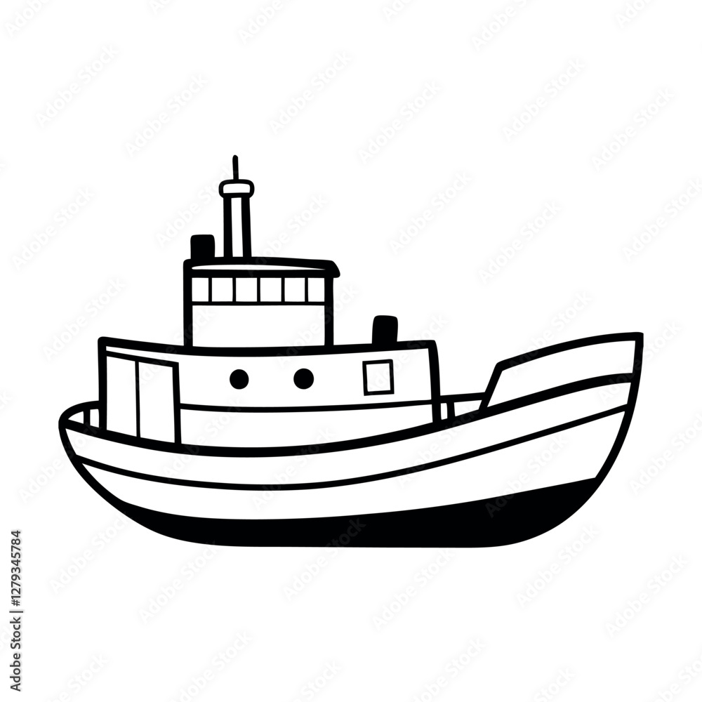 Obraz premium Tugboat Outline Graphic for Website Design