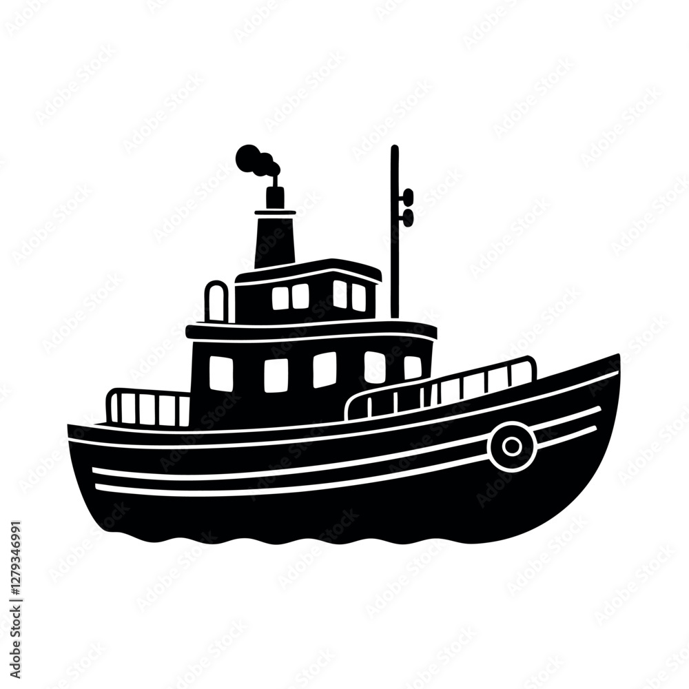 Obraz premium Artistic Tugboat Silhouette Vector Representations