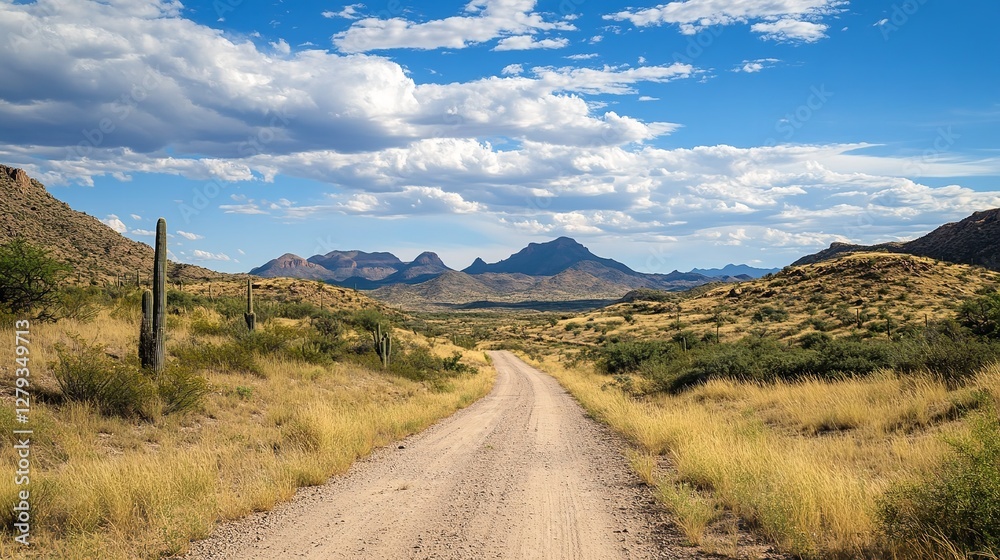 Desert Highway Dreams: A Long, Empty Road Stretches Across a Vast Desert Landscape Towards Distant Mountains Under a Bright Blue Sky Desert Highway Dreams: A Long, Empty Road Stretches Across a Vast Desert Landscape Towards Distant Mountains Under a Bright Blue Sky