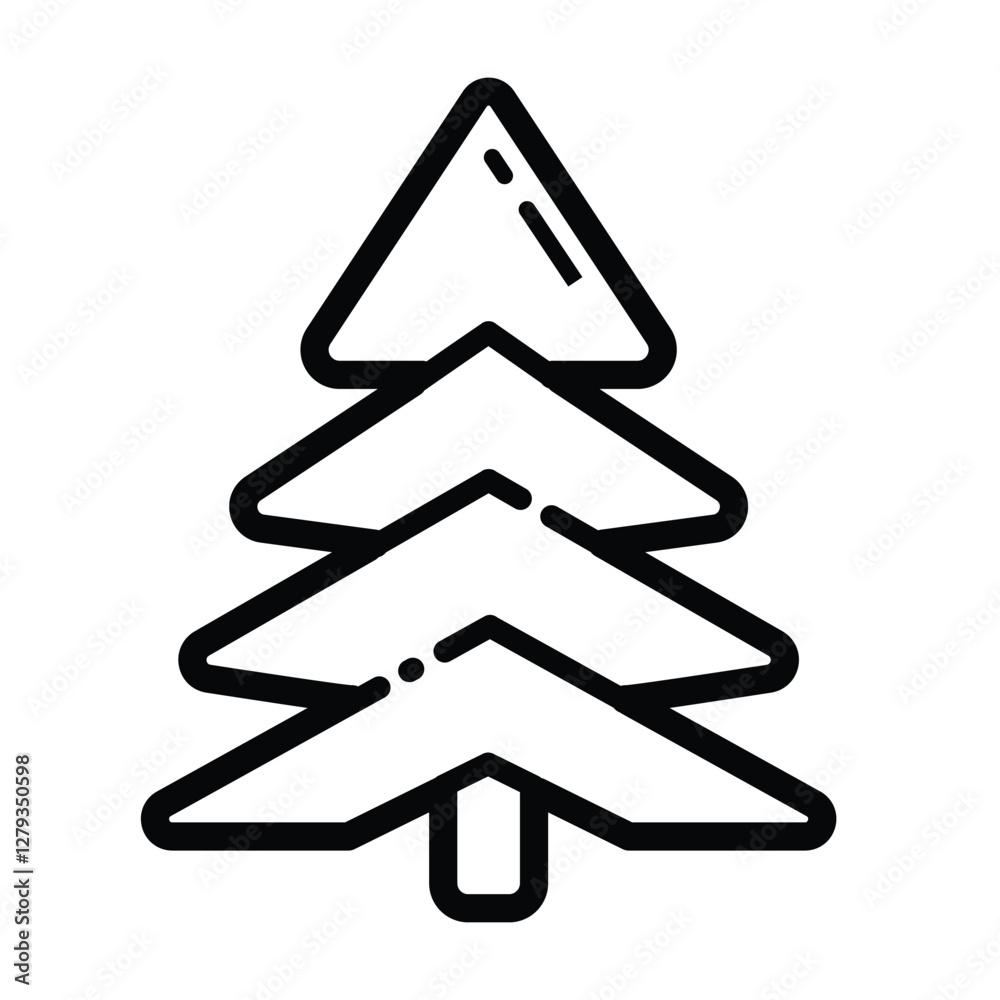 Pine Tree Outline Icon Isolated On White Background Pine Tree Outline Icon Isolated On White Background