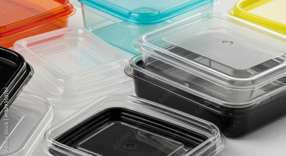 Colorful plastic food containers and lids, reusable kitchen storage solutions Colorful plastic food containers and lids, reusable kitchen storage solutions