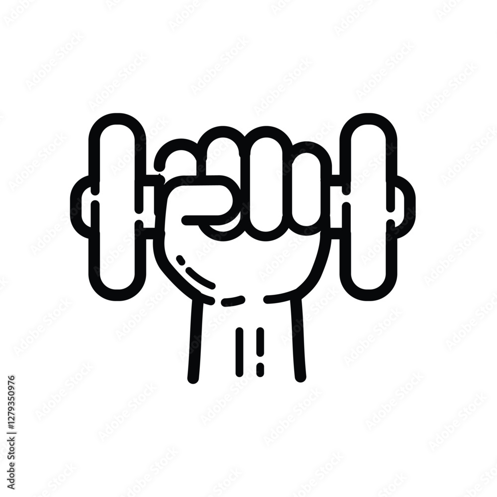 Dumbbell Workout Outline Icon Isolated On White Background Dumbbell Workout Outline Icon Isolated On White Background