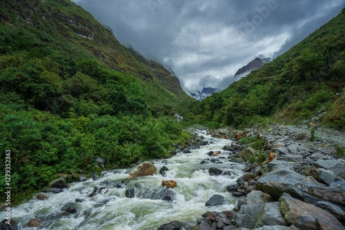 Waterfall and landscape in the Khari Khari mountain range in the Andes of Bolivia. It is situated in the Potosí Department.
 photo