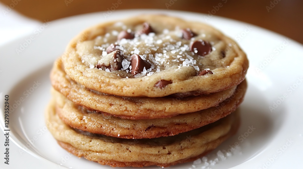 A warm, gooey chocolate chip cookie topped with a sprinkle of sea salt A warm, gooey chocolate chip cookie topped with a sprinkle of sea salt