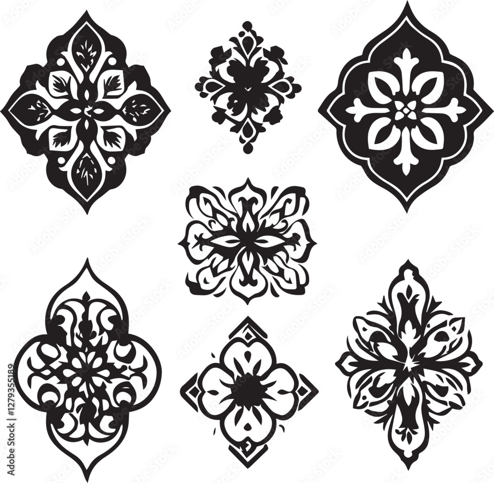 Obraz premium Set of Islamic ornaments vector floral elements