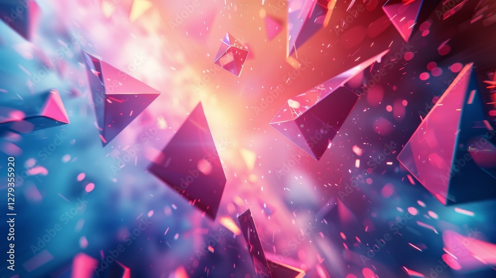 Abstract wallpaper featuring geometric shapes with vibrant pink and blue hues, creating a futuristic and dynamic visual effect. Abstract wallpaper featuring geometric shapes with vibrant pink and blue hues, creating a futuristic and dynamic visual effect.