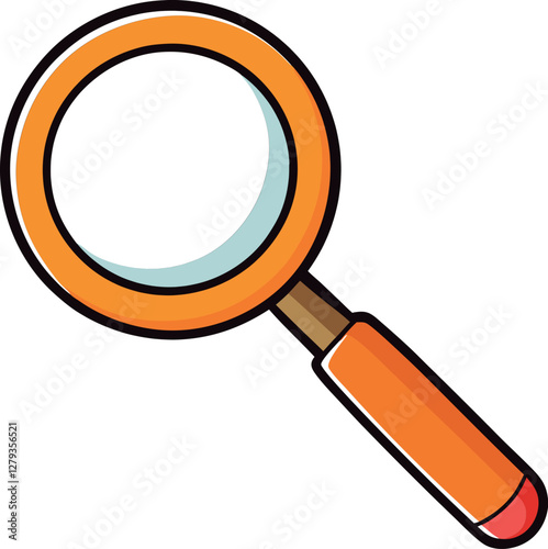 Colorful Cartoon Magnifying Glass: Playful Minimalist Vector Illustration with a Modern Aesthetic, Perfect for Digital Art, Search Concepts, Discovery, Research, and Creative Design Projects