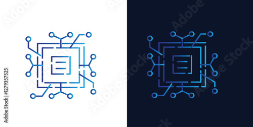 Artificial Intelligence AI Chip in Human Brain. Artificial Intelligence icon with Machine learning, digital skills, generative AI, AI technology, algorithm, virtual intelligence and future