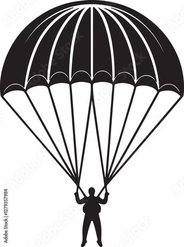 Vector set of clipart happy women jumping with parachute isolated from background.