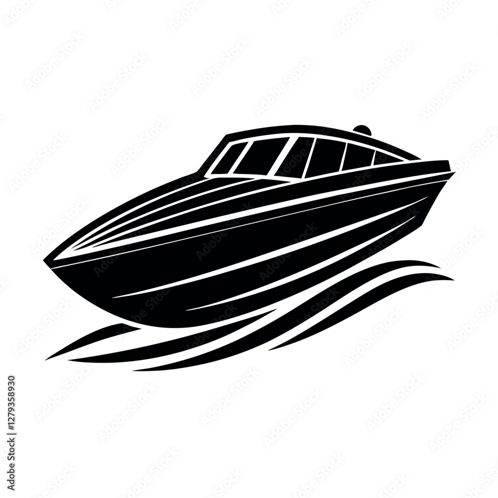 Detailed Speedboat Silhouette Vector Elements Detailed Speedboat Silhouette Vector Elements