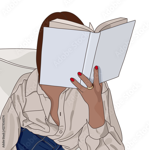 Woman Reading a Book in a Relaxed Setting