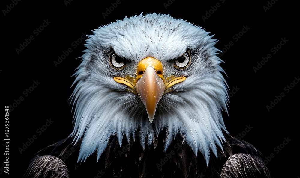 Majestic bald eagle portrait with open beak against a dark background, showcasing the fierce beauty and strength of this iconic bird of prey Majestic bald eagle portrait with open beak against a dark background, showcasing the fierce beauty and strength of this iconic bird of prey