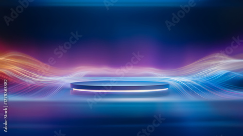 Dynamic light waves showcase digital studio visual effects futuristic environment abstract viewpoint modern concept