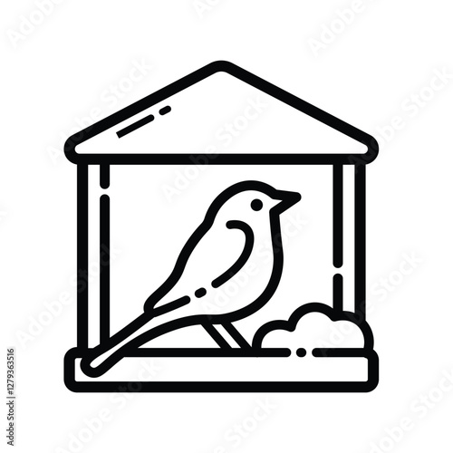 Bird Feeder Station Outline Icon Isolated On White Background