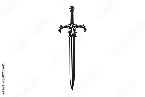 Sward Silhouette vector icon, isolated on white background