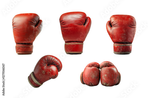 red boxing glove shown from the front view, isolated on transparent background for sports and fitness designs