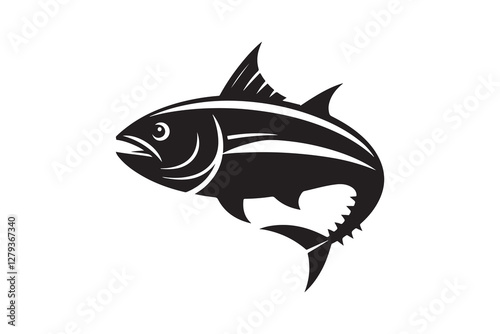 Tuna Fish silhouette vector Illustration on white background