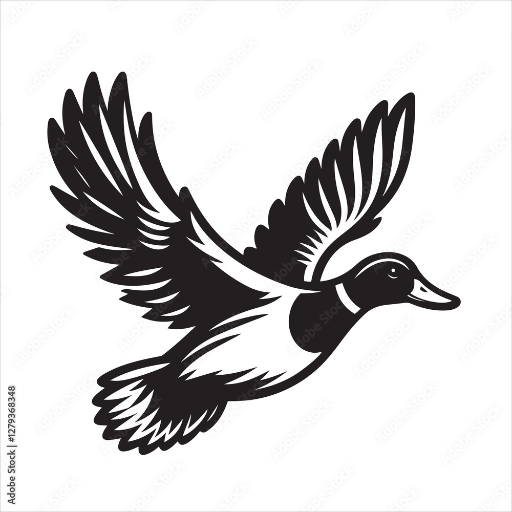 Obraz premium vector duck flying, sitting and howling