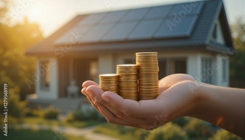 Saving money with solar panel on the house
