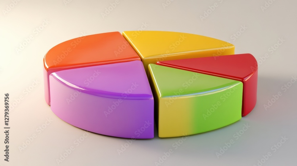 Fototapeta premium Colorful pie chart model showcasing vibrant segments on a neutral background