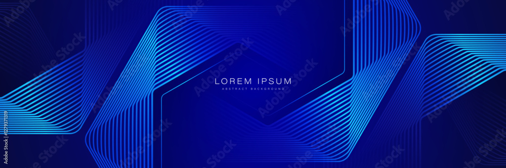 Blue abstract background. Geometric stripe line art design. Modern shiny blue gradient hexagon lines pattern. Futuristic technology graphic design. Suit for business, cover, header, corporate, website