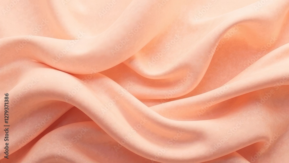 Background of light pink fabric (peach color), draped in loose waves Background of light pink fabric (peach color), draped in loose waves