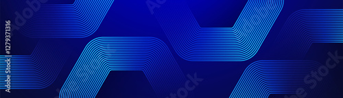 Blue abstract background with hexagon lines. Geometric lines pattern. Modern shiny blue gradient lines. Technology futuristic concept. Suit for business, header, corporate, science, website, wallpaper