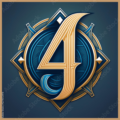 logo icon circle letter 4 vector