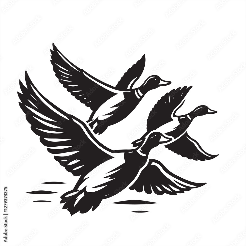 Fototapeta premium vector duck flying, sitting and howling