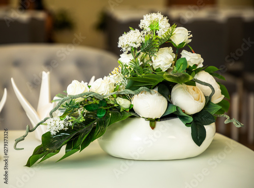 Obraz na płótnie Macro view of bouquet of flowers on wedding w salonie