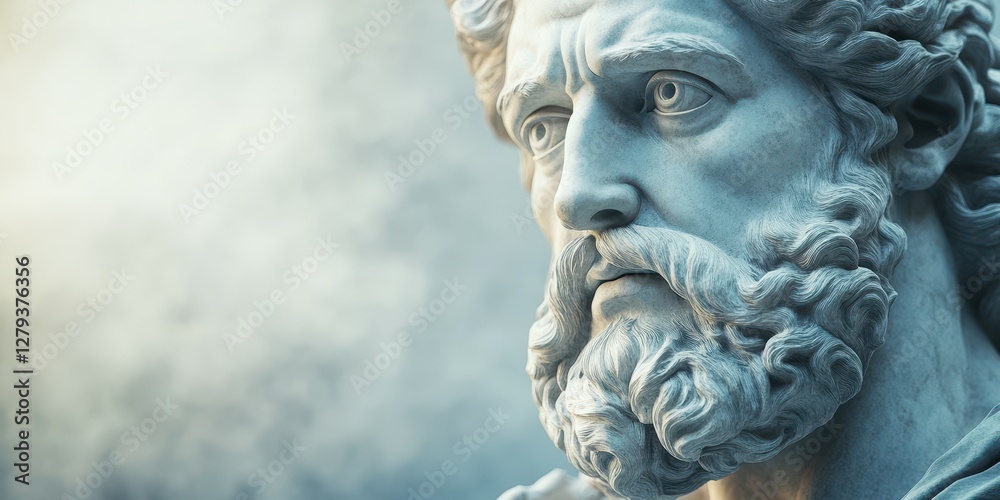 Ancient marble sculpture of a bearded man, showcasing intricate details and craftsmanship from classical art period Ancient marble sculpture of a bearded man, showcasing intricate details and craftsmanship from classical art period