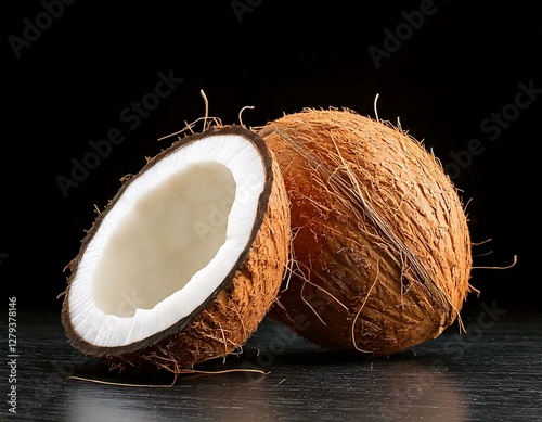 Noix de coco sur fond noir