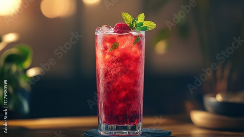 Wallpaper Mural Refreshing Raspberry Mojito Cocktail with Ice and Mint Garnish Torontodigital.ca