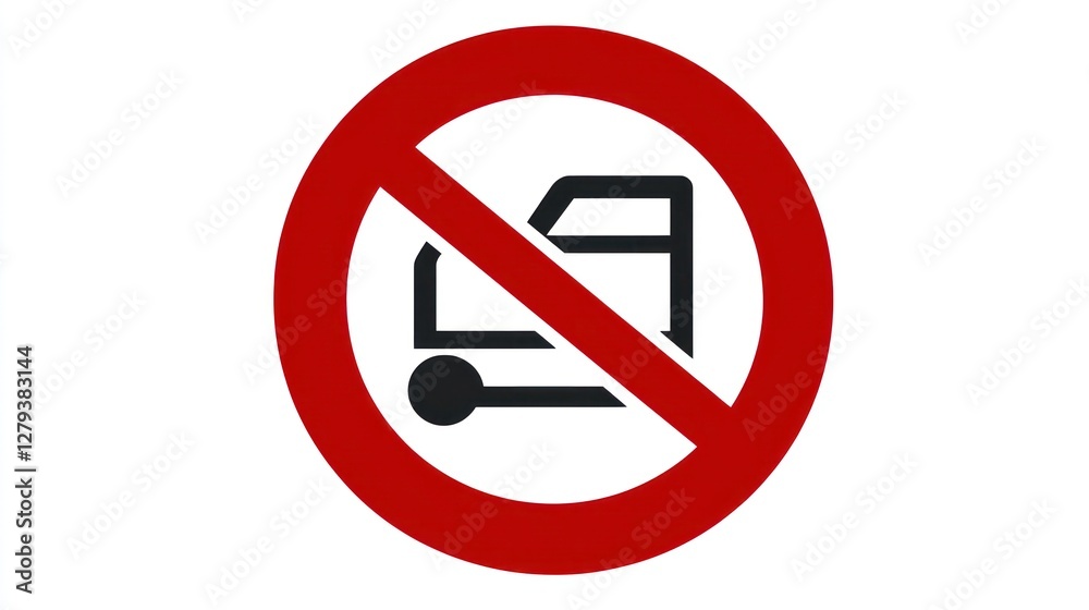 No Vehicles Allowed: Red Circle Sign with Car Icon No Vehicles Allowed: Red Circle Sign with Car Icon