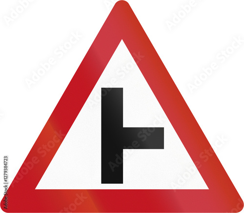 Israel warning road sign - side junction to the right