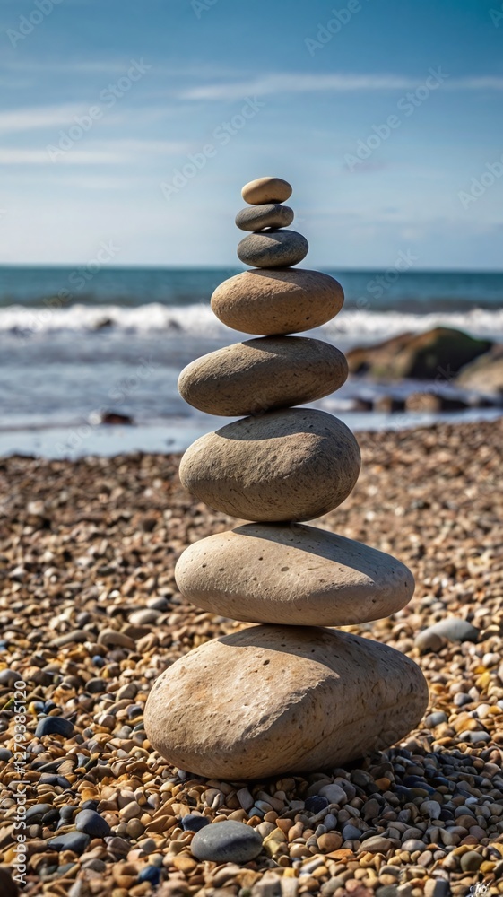 Fototapeta premium Stones balanced on an Irish beach